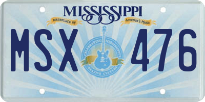 MS license plate MSX476