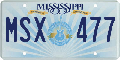MS license plate MSX477