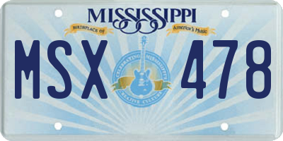 MS license plate MSX478