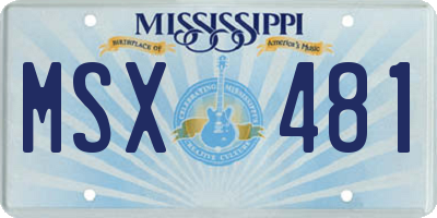 MS license plate MSX481