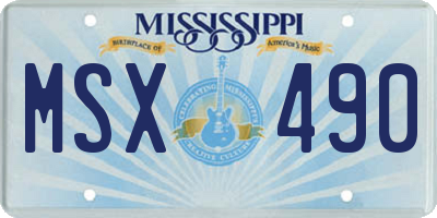 MS license plate MSX490