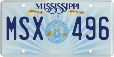 MS license plate MSX496