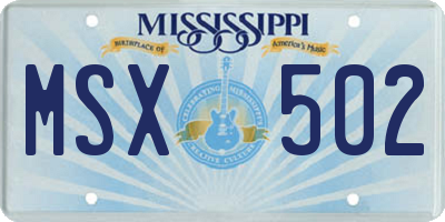 MS license plate MSX502