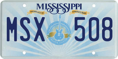 MS license plate MSX508
