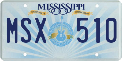 MS license plate MSX510