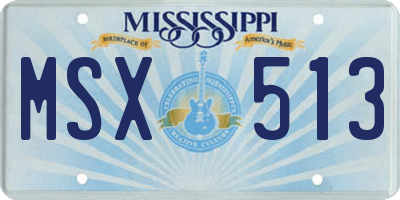 MS license plate MSX513