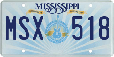 MS license plate MSX518