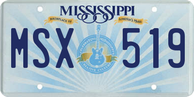 MS license plate MSX519