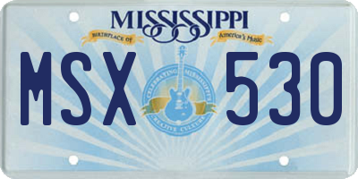MS license plate MSX530