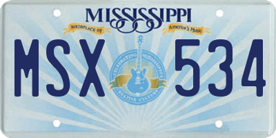 MS license plate MSX534