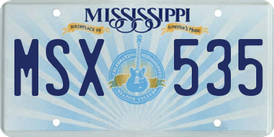 MS license plate MSX535