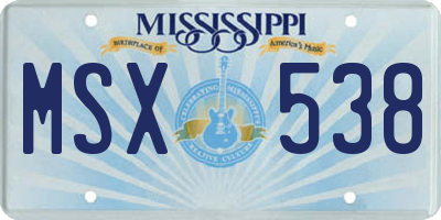 MS license plate MSX538