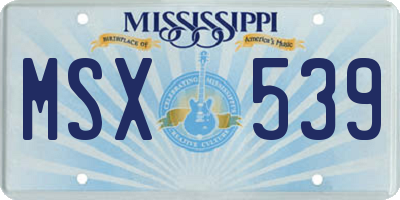 MS license plate MSX539