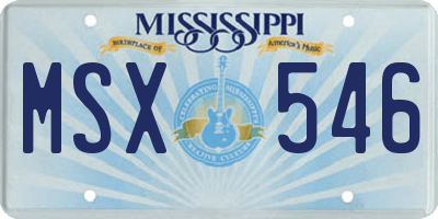 MS license plate MSX546