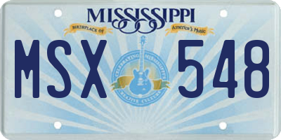 MS license plate MSX548