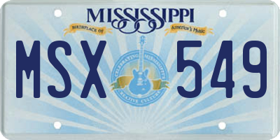MS license plate MSX549