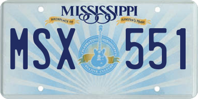 MS license plate MSX551