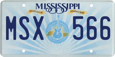 MS license plate MSX566