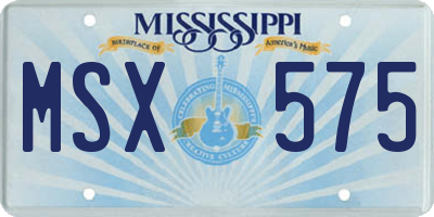MS license plate MSX575