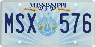 MS license plate MSX576