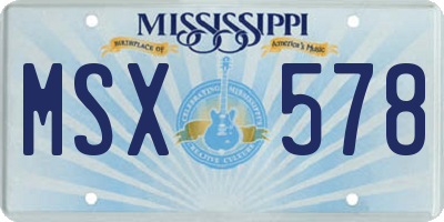 MS license plate MSX578