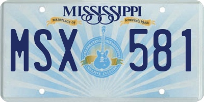 MS license plate MSX581