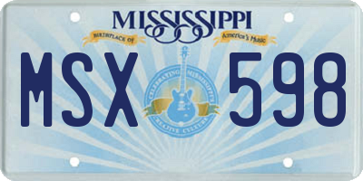 MS license plate MSX598