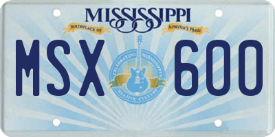MS license plate MSX600