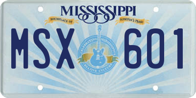 MS license plate MSX601