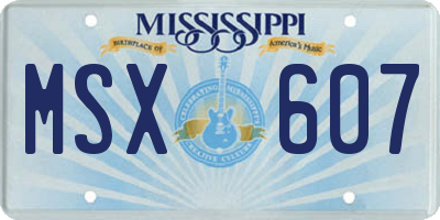 MS license plate MSX607