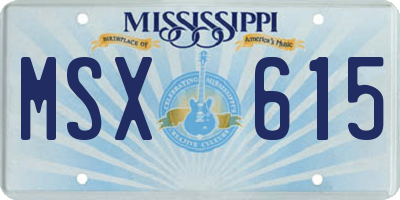 MS license plate MSX615