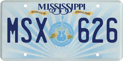 MS license plate MSX626