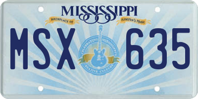 MS license plate MSX635