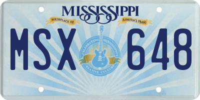 MS license plate MSX648