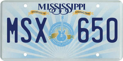MS license plate MSX650