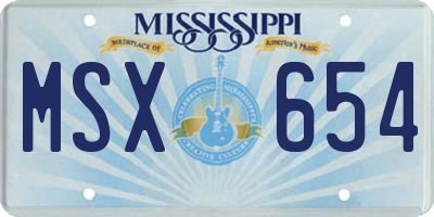 MS license plate MSX654