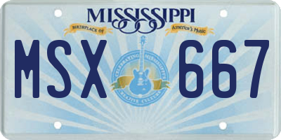 MS license plate MSX667