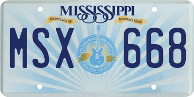 MS license plate MSX668