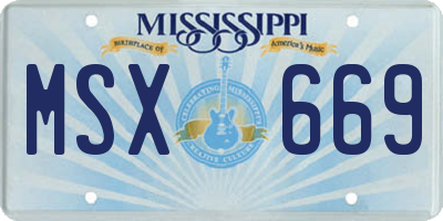 MS license plate MSX669