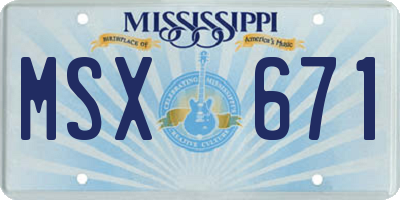 MS license plate MSX671
