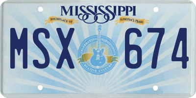 MS license plate MSX674