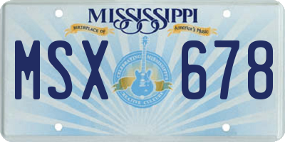 MS license plate MSX678