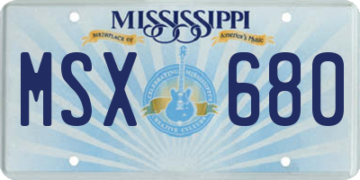 MS license plate MSX680