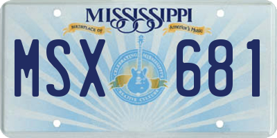 MS license plate MSX681