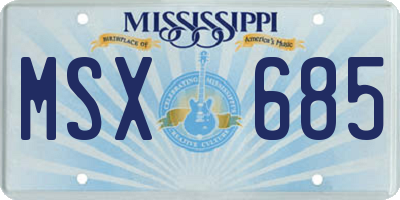 MS license plate MSX685