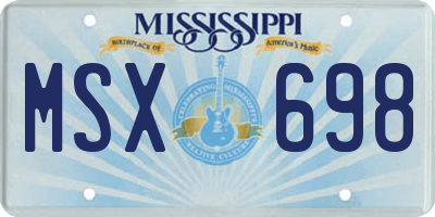 MS license plate MSX698