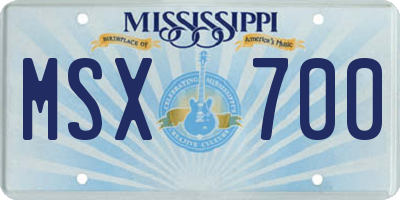 MS license plate MSX700