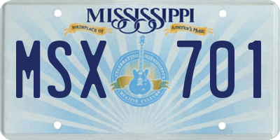MS license plate MSX701