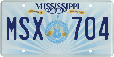 MS license plate MSX704