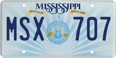 MS license plate MSX707